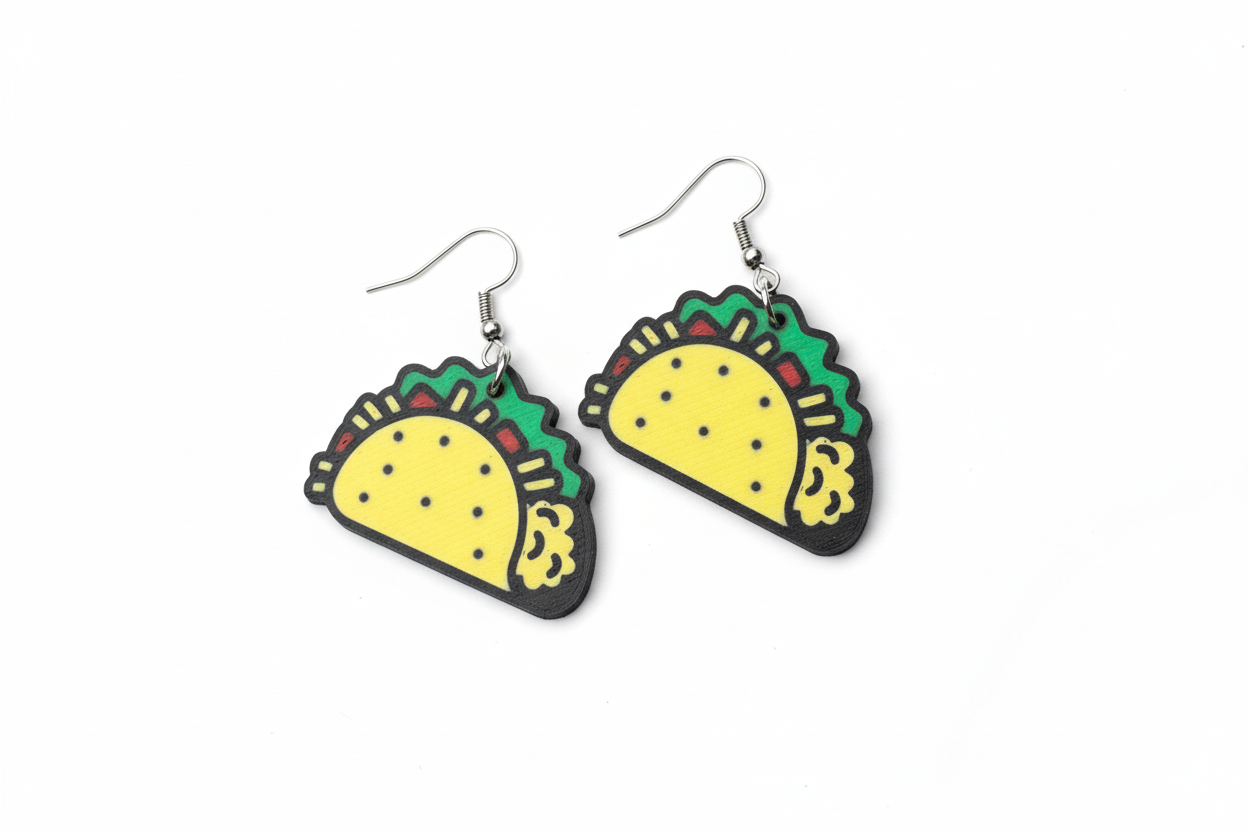 Cleaned up taco earrings product photo