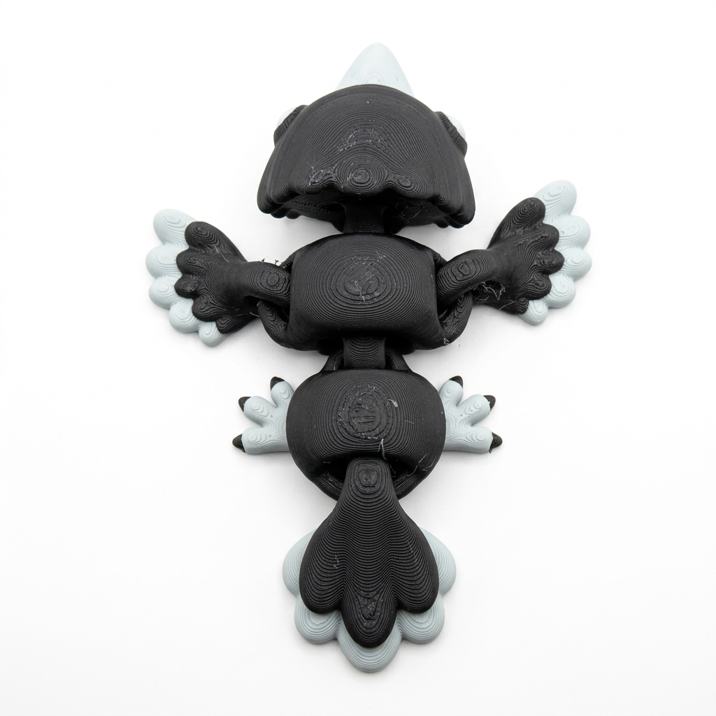 Front view of articulated crow on a white background
