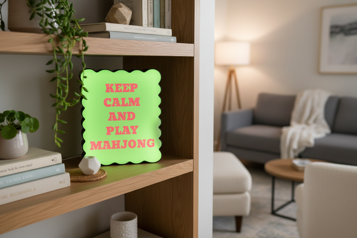 Keep Calm and Play Mahjong Lightbox in Living Room