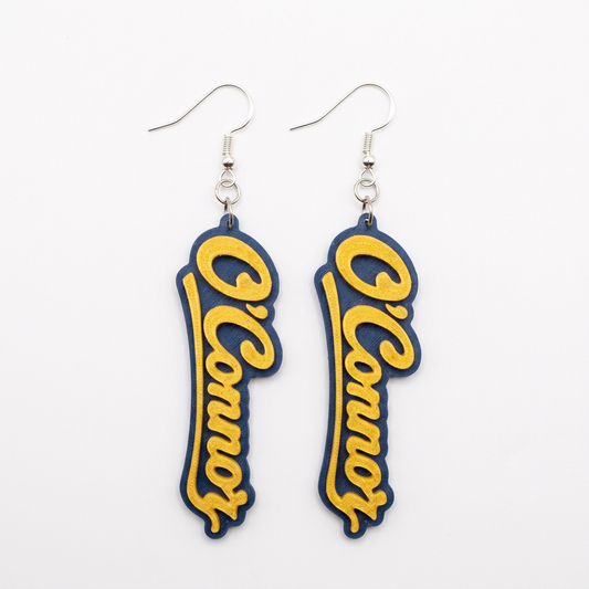 O’Connor School Spirit Earrings – Navy & Gold