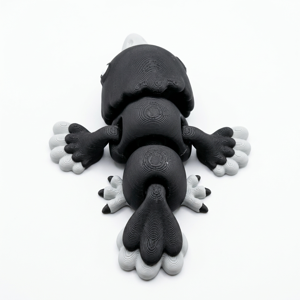 Rear view of articulated crow on a white background