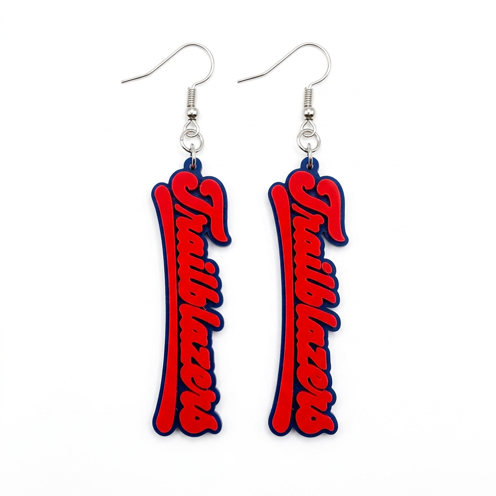 Trailblazers earrings rotated to hang vertically
